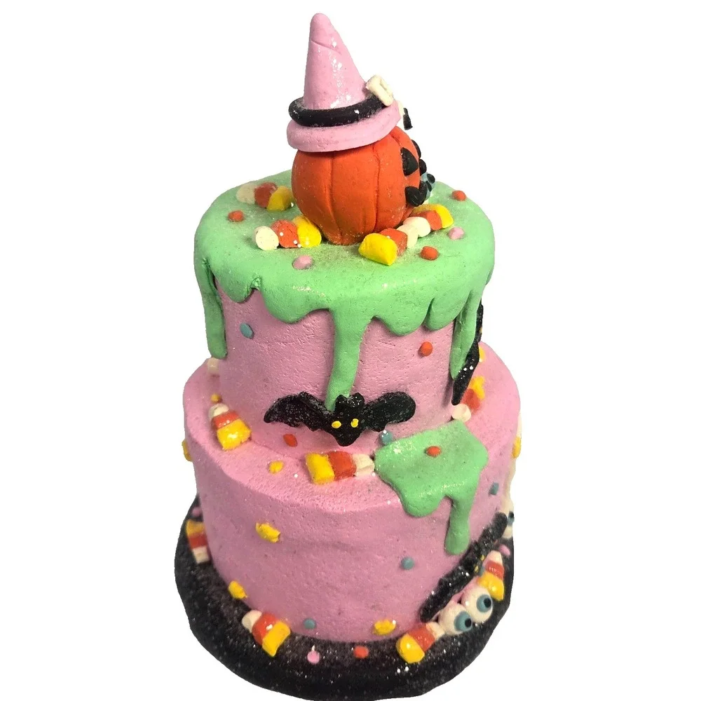 Unbranded Halloween Faux Cake Figurine Adults 10in Pink Mint New Ghost Pumpkin